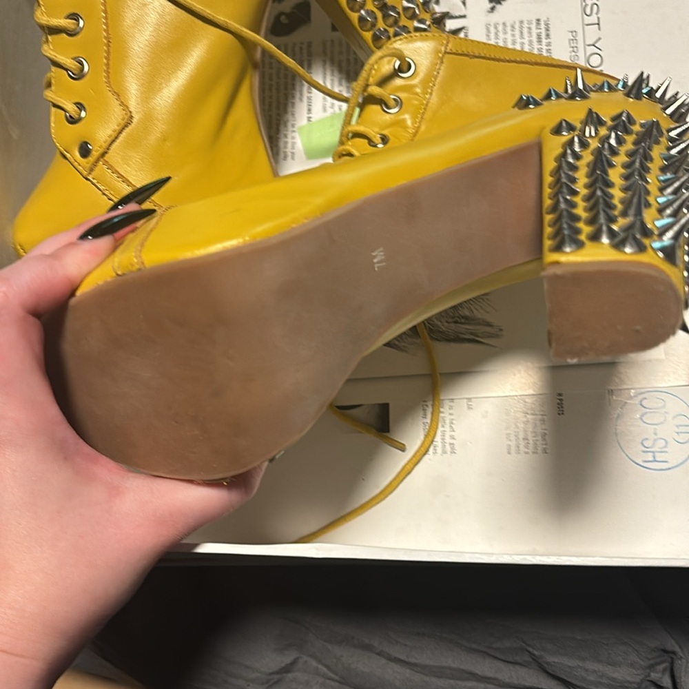 NWB Jeffrey Campbell Litas Yellow Spikes 7M - Picture 5 of 5